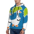 thumbnail image 3 of Balery Goose Holding an Umbrella Pattern Mens Hoodie Kangaroo Pocket Hoodie Pullover Hooded Sweatshirt Ideal for Daily Wear Travel and Home-Large, 3 of 7