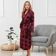 thumbnail image 2 of Elegant Comfort Women's Spa Plush Fleece Bathrobe with Shawl Collar and Pockets - Soft, Warm, Long Robe for Women, Extra Large, Buffalo Burgundy/Black, 2 of 5