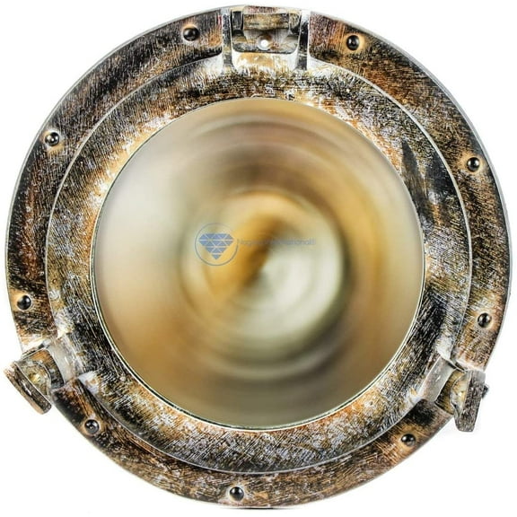 Nagina International Shipwrecked Artificially Rustic Vintage Ship's Porthole Mirrors | Pirate's Exclusive Nautical Wall Decor & Gifts (11 Inches, Antique Black)