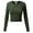 OLIVE, variant on Women's Long Sleeve Solid Slim Crop Top Round Neck Tee Stretch Shirt
