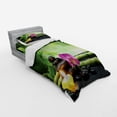 thumbnail image 3 of Ambesonne Spa Themed Bedding Set 4 Pcs, Orchid Leaves and Rocks, Queen, Apple Green and Fuchsia, 3 of 3