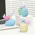 thumbnail image 4 of Gaiwos Easter Resin Bunny Statues Holding Colorful Easter Eggs Decorated with Artificial Diamonds, Gymnastics Sports Rabbit Figurines for Holiday Party Dinner Tabletopper Decor, 5 in, 4 of 5