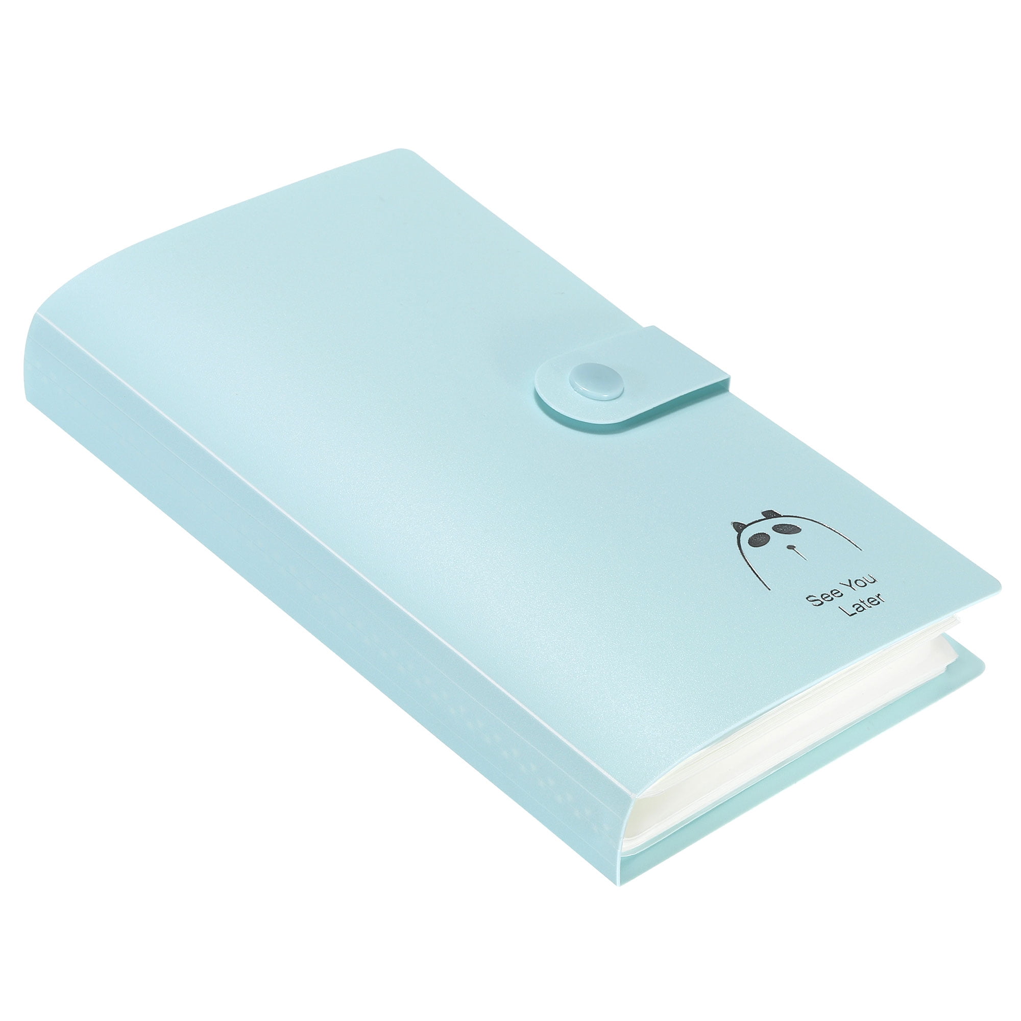 Uxcell Plastic Business Card Holder Portable Binder Book Name Card Organizer Light Blue 1Pack