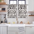 thumbnail image 2 of Farmhouse Black Kitchen Curtains Short 45 Inch Length, Vintage Flower Leaf Botanical Plant Grommet Top Bedroom Living Room Curtains, Light Filtering Cafe Curtain Drapes 2 Panels Set 84''x45'', 2 of 9