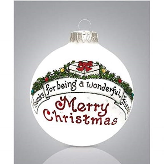 Thank You For Being a Wonderful Friend Merry Christmas Glass Ball Ornament USA