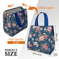 thumbnail image 3 of Pioneer Flower Floral Print Pattern Insulated Lunch Bag for Women & Adults,Large Portable Soft Cooler Lunch Bag,Thermal Food Storage Tote with Pearl Cotton,8.66L,8.75x5.75x9.5 Inch, 3 of 6