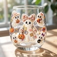 thumbnail image 2 of SLYNSHome Cute Ghost Pumpkin Print Stemless Wine Glass, Fall Themed Clear Tumbler Cup, Decorative Clear Glassware For Halloween Party Indoor Table Arrangement, 2 of 4
