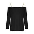 thumbnail image 3 of WREESH Womens Fashion Off The Shoulder Tops Solid Color Off-The-Shoulder Long Sleeve T-Shirt Blouse Cold Shoulder Tops Black, 3 of 5