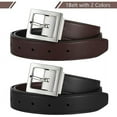 thumbnail image 2 of AWAYTR Kids Reversible Leather Belts- Brown and Black Leather Belt Two in One Formal Casual Belt, 2 of 11
