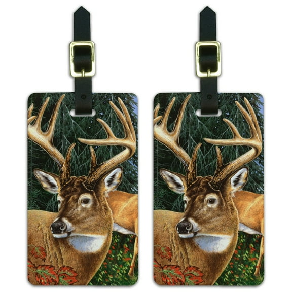Deer Walking in the Woods Luggage ID Tags Suitcase Carry-On Cards - Set of 2