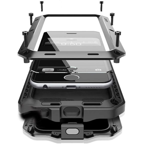 Compatiable with iPhone 15 Case,360 Full Body Protective Cover Heavy Duty Shockproof Tough Armour Aluminum Alloy Metal Case with Silicone Built-in Screen Protector