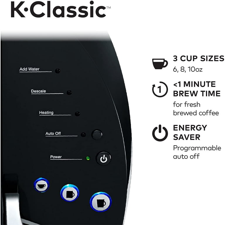 Keurig K Classic Single Serve Coffee Maker Programmable Brews Multiple K Cup Pod Sizes 6 10 oz Black Walmart
