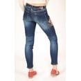 thumbnail image 3 of Grace in LA Jeans Women's Dark Wash Floral Embroidery Easy Fit Skinny Stretch Jeans (30), 3 of 4