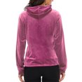 thumbnail image 5 of SAYFUT Womens Long Sleeve Zip-up Velour Tracksuit Sports Hoodie Sweatshirts Ultra Soft Velour Yoga Running Activewear with Pockets,Pink/Purple, 5 of 6