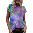 thumbnail image 1 of Pompotops T-Shirt à Manches Courtes Imprimé Col Rond Tendance Été pour Femmes Hauts Décontractés Amples, 1 of 7