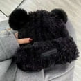 thumbnail image 4 of D-GROEE Elastic Hat Women Winter Hat Cartoon Bear Shape Thick Plush Ear Protection Knitted Lady Outdoor One-piece Hood Hat, 4 of 7