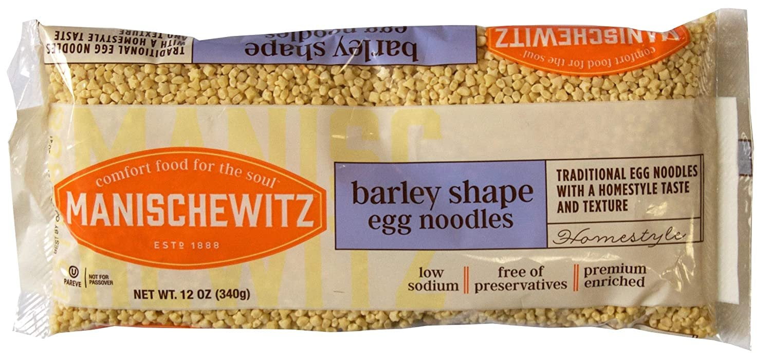 Manischewitz Barley Shaped Enriched Egg Noodles, 12 OZ Pack of 3 Makes