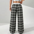 thumbnail image 6 of Iyufng Plus Size Women Checkered Wide Leg Pants Summer Elastic Waistband Casual Trousers, 6 of 7