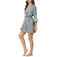 thumbnail image 4 of INSPIRE CHIC Women's 2 Pcs Satin Pajama Sets Nightgown with Robe Lingerie Lounge Sleepwear M Grey, 4 of 5