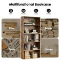 thumbnail image 3 of ZUNMOS 5 Shelf Bookcase, 53 Inch Tall Open Industrial Standing Bookshelf Large Storage for Home Office, Living Room, Bed Room, RUST, 3 of 7