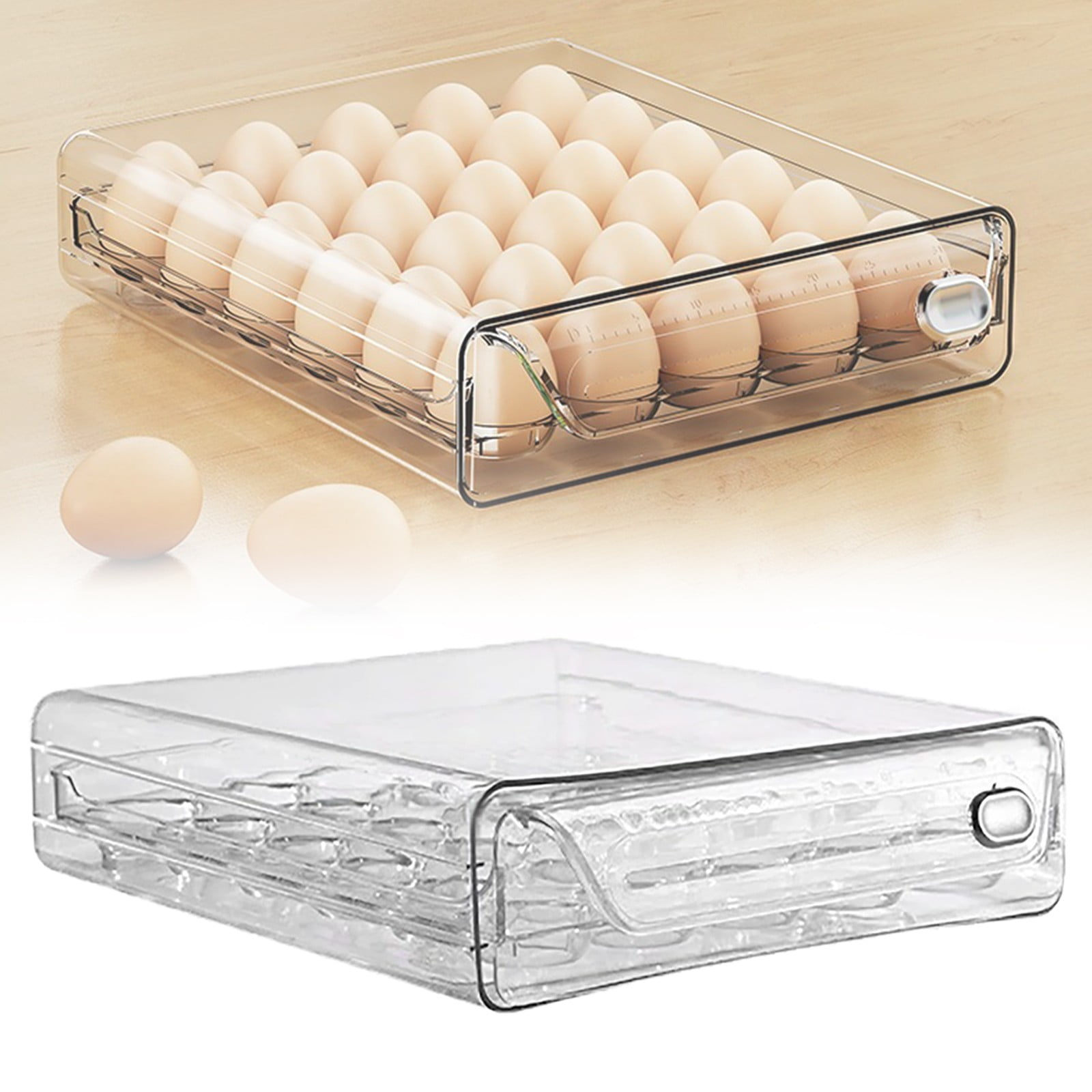 Kingtowag Transparent Stackable Egg Holder for Fridge, Egg Storage Container Organizer Tray, Large Inventory, Large Inventory