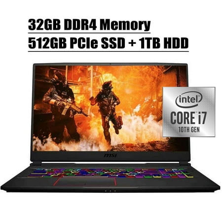 MSI GE75 Raider 10SE 2020 Premium Gaming Laptop I I 17.3" FHD IPS 144Hz I 10th Gen Intel Hexa-Core i7-10750H I 32GB DDR4 512GB PCIe SSD + 1TB HDD I 6GB RTX 2060 RGB Backlit KB WIFI Win 10