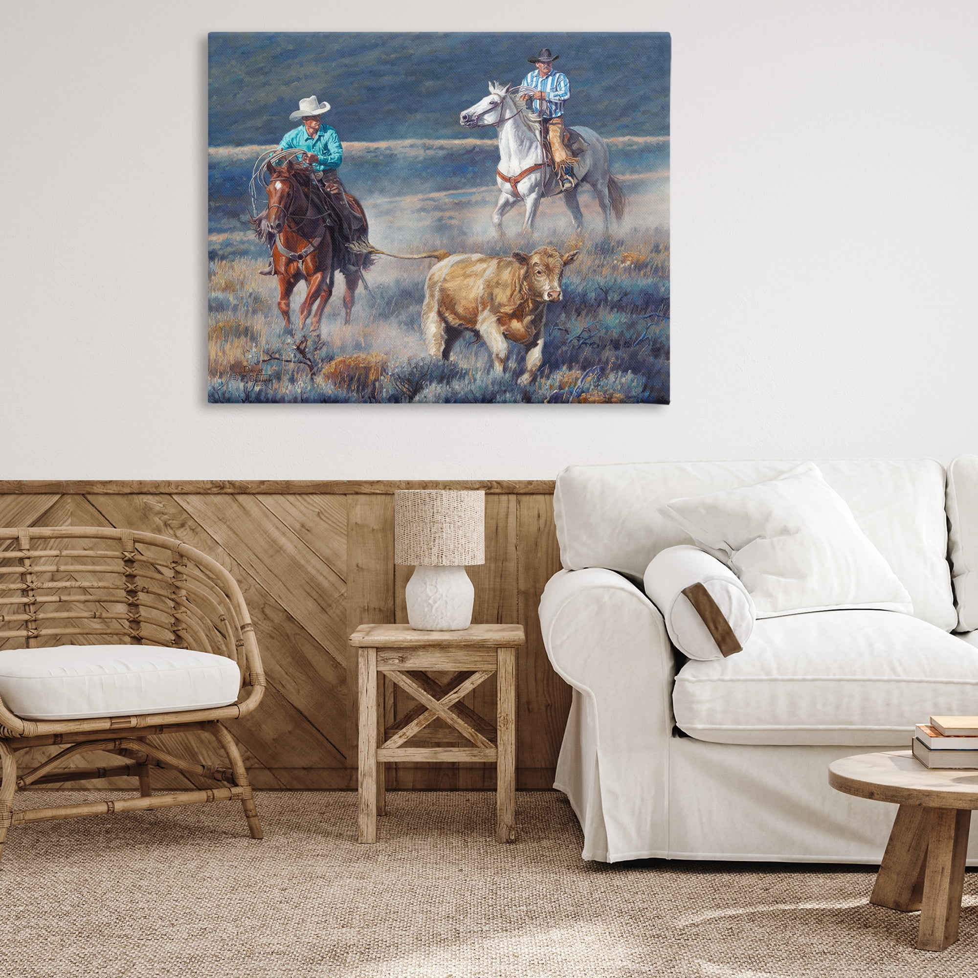 Stupell Industries The Chase Cowboys Landscape Painting Gallery Wrapped Canvas Art Print Wall Art, 48 x 36