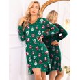 thumbnail image 2 of Ekouaer Nightgowns for Womens Long Sleeve Plus Size Loungewear Lace Sleepshirt V Neck Sleepwear Knee Length Nightshirt Christmas Pajama, 2 of 6