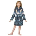 thumbnail image 6 of FORMRS Niños Bathrobe Unisex Hooded Robe Soft Plush Pajamas Sleepwear, Size 7-9T, Ocean Waves, 6 of 7