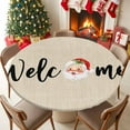 thumbnail image 5 of Welcome Words on Linen Fitted Round Tablecloths Elastic Edged Table Covers 36"-44",Waterproof Table Cloth for Kitchen Holiday Party Tables Decor, 5 of 9