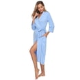 thumbnail image 4 of Doaraha Cotton Robe Women Lightweight Spa Shower Night Bathrobe Long Sleeve Knit Soft Kimono Sleepwear Ladies Loungewear, 4 of 10