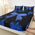 thumbnail image 2 of Feelyou Fashion Blue Bow Full Size Sheets, Sequin Print Bed Sheets, Princess Style Sheet Sets, Ultra Soft Room Decoration, 4-Piece, 2 of 7