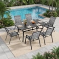 thumbnail image 6 of CHINNLUU 63" 6-Person Outdoor Rectangular Metal Dining Table with 1.97" Umbrella Hole, All-Weather Resistance Patio Table -（63“ x 37.8” Black）, 6 of 9