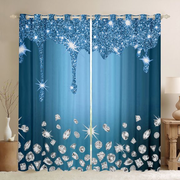 Feelyou Chic Princess Fashion Curtains Pack of 2 (42x84 Each), Glitter Sequin Print Curtains Blackout, Teen Adult Girl Female Bedroom Curtains, Black Out Curtains Decor