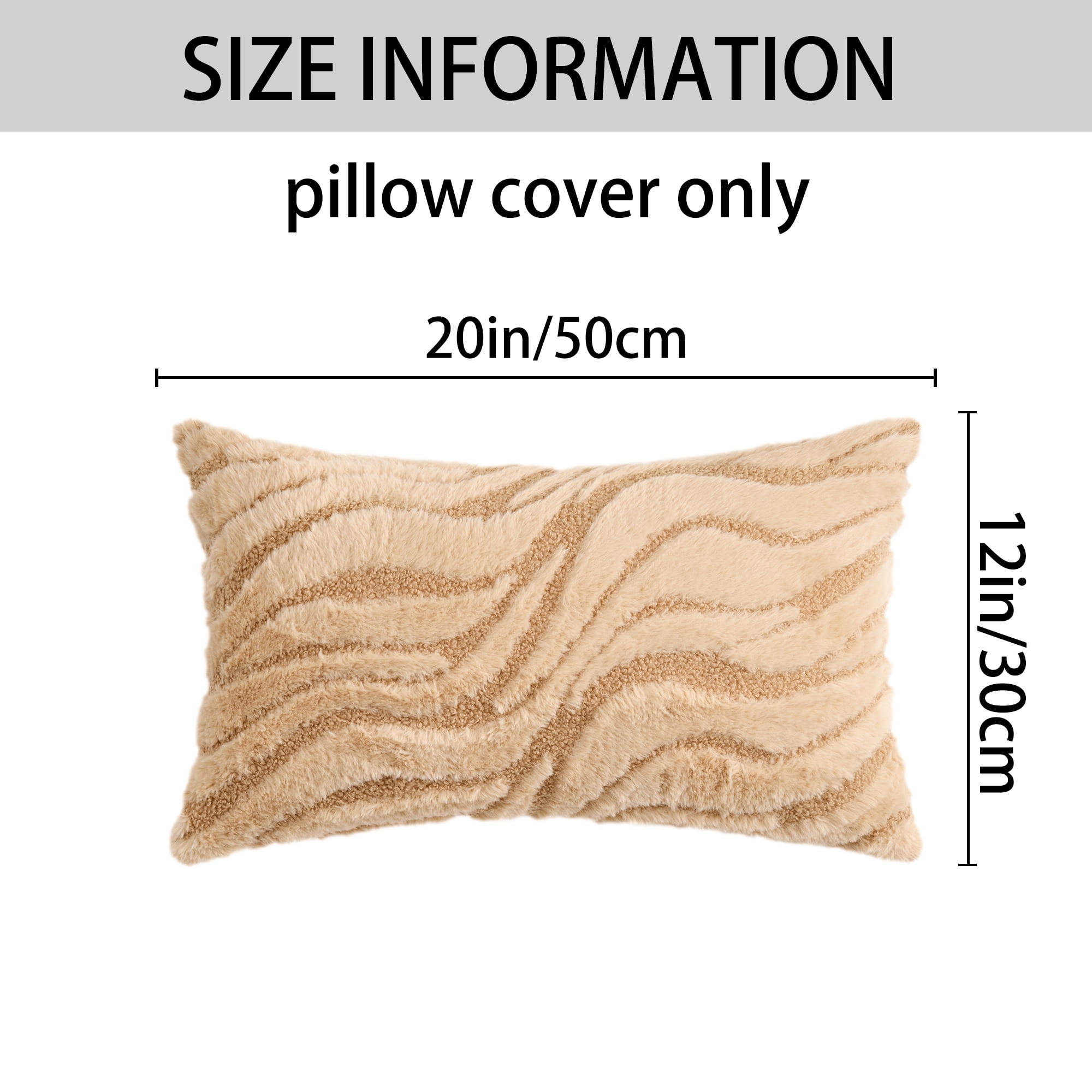 Unique Bargains 2 Pcs Farmhouse Plush Cushion Case Pillow Covers Khaki 12" x 20"
