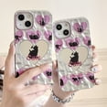 thumbnail image 2 of Silver Pleated Mirror Cute Cats Pink Love Heart Soft  for iPhone Case (Silver,iPhone 12 Pro), 2 of 6