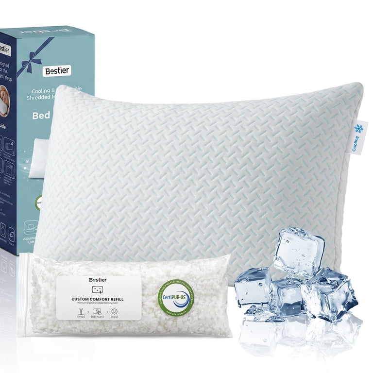 Bestier Cooling Memory Foam Pillow, Queen Size, Adjustable photo 1