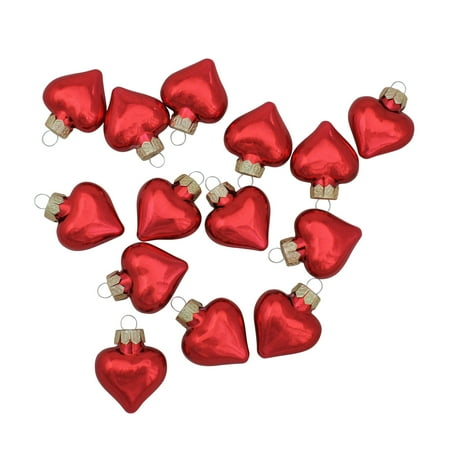 56ct Shiny Red Glass Heart Christmas Ornaments 1.75