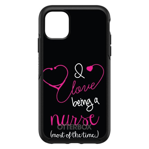 DistinctInk OtterBox Symmetry Custom Case for Apple iPhone 15 (6.1" Screen) - Show Your Support for Nurses - Tempered Glass Back