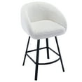 thumbnail image 6 of ONEVOG 26.4'' Swivel Counter Height Stool, Sherpa Upholstered Bar Stool with Barrel Arms & Backs, Modern Counter Stool for Kitchen Island, White, 6 of 9