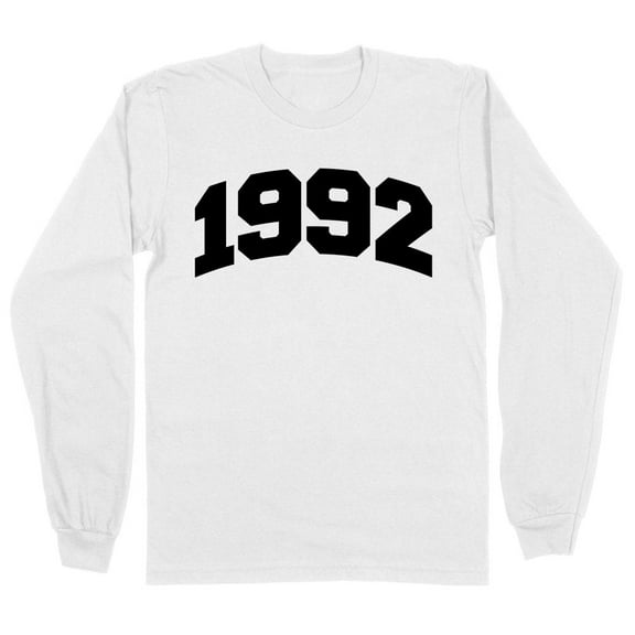 1992 College Style Long Sleeve Shirt Unisex Large White