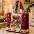 thumbnail image 7 of Women Large Capacity Christmas Handbag Star Bell Holly Pattern Printed Quilted Tote Bag for Shopping and Weekend Trips, 7 of 7