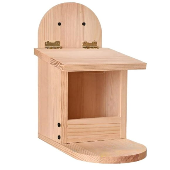 CNKOO Boc Removal Cover Easy Installation Large Capacity Food Container Wooden Squirrel Bird Food Feeder Pet Supplies