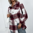 thumbnail image 4 of Chaqueta de mujer con cuadros y botones, chaqueta de transición oversize, sobrecamisa de manga larga, blusa, abrigo, chaqueta camisera, chaqueta vaquera estilo boyfriend, 4 of 6