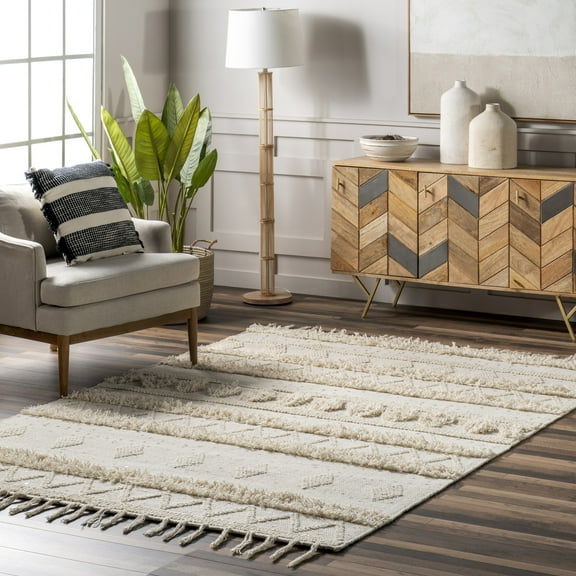 Rugs USA Chandy Textured Wool Area Rug, 3' x 5', Durden Cream