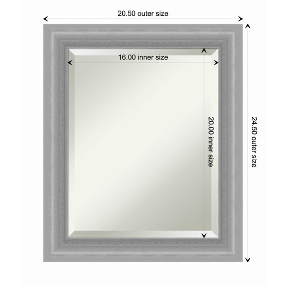 Amanti Art Peak Polished Nickel Framed Wall Mirror - 20.50 x 24.50 in