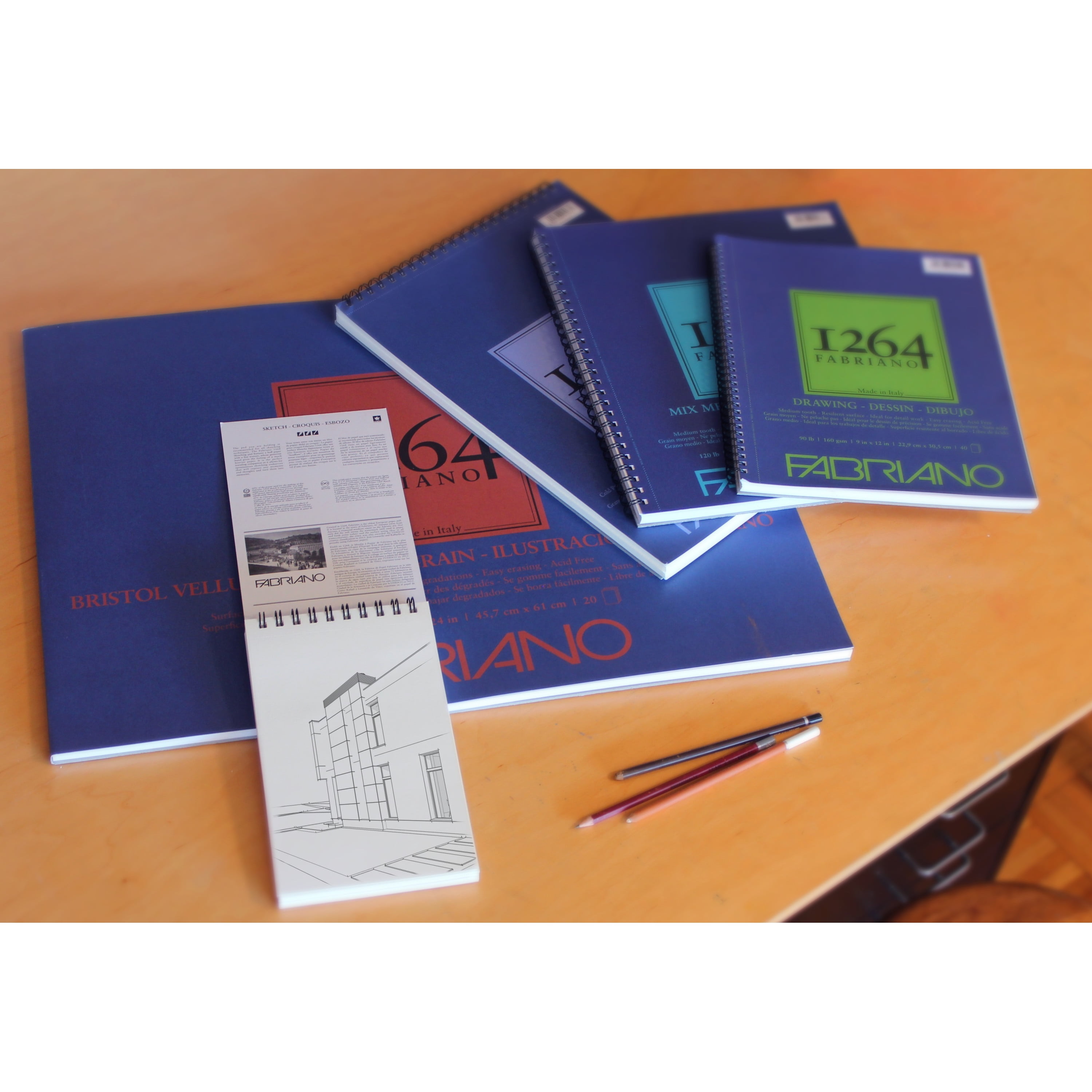 Fabriano 1264 Bristol Pad, Smooth, 9"x12", 100 lb, 20 Sheets, 100% Alpha-Cellulose, Detail & Technical Drawing, Three Pack