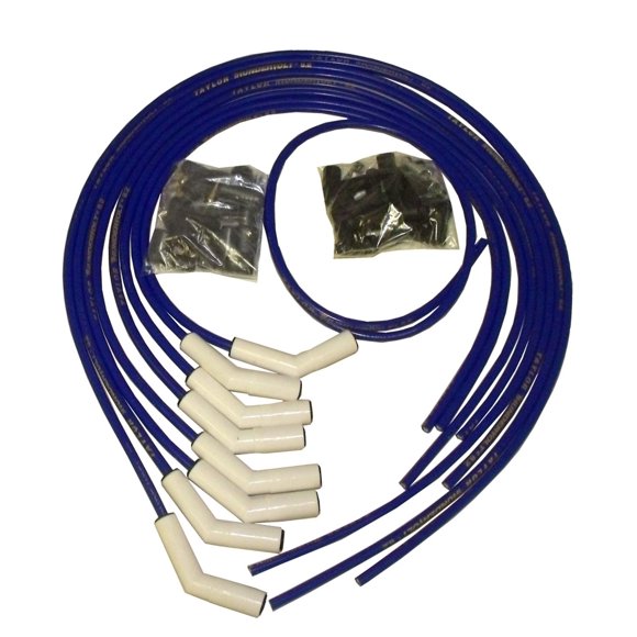 Taylor Cable 85653 ThunderVolt 8.2 White Ceramic Boot Universal Wire Set 135? Blue