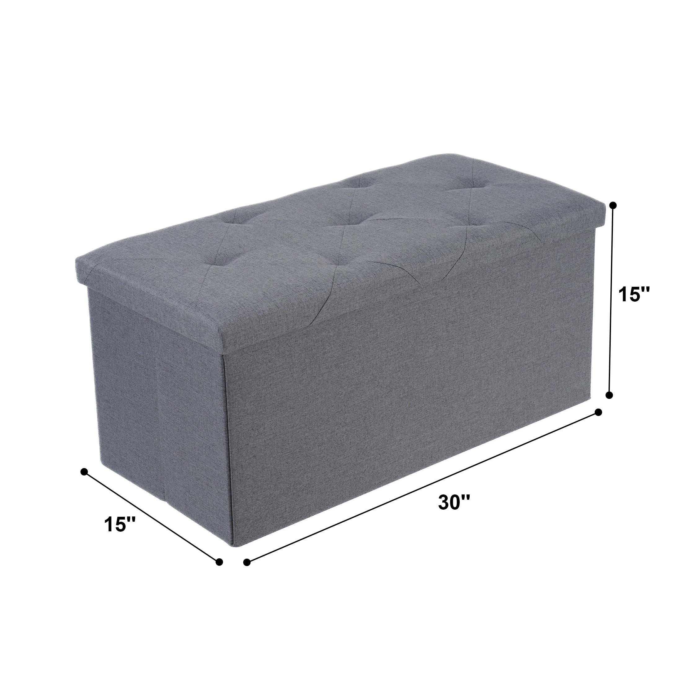 30" Folding Storage Ottoman Bench Ottoman with Storage Footrest for Living Room Gray