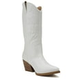 thumbnail image 2 of Soda Women Cowgirl Cowboy Western Stitched Heel Boots Pointy Toe Mid Shaft ORVILLE-S White 8.5, 2 of 4